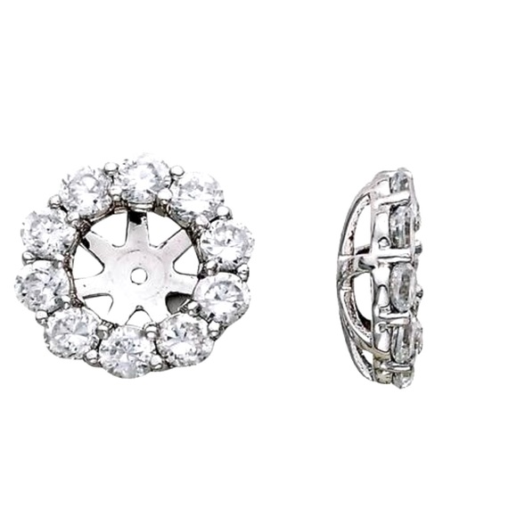 Lee Michael’s Fine Jewelry:  14k white gold, 1.0TCW round diamond jackets. - Picture 1 of 2